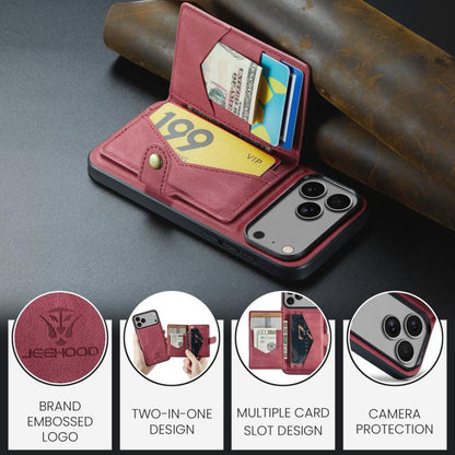 For iPhone 17 Pro JEEHOOD J01 Retro Magnetic Detachable Wallet Phone Case(Red) by JEEHOOD