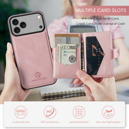 For iPhone 17 Pro JEEHOOD J01 Retro Magnetic Detachable Wallet Phone Case(Pink) by JEEHOOD