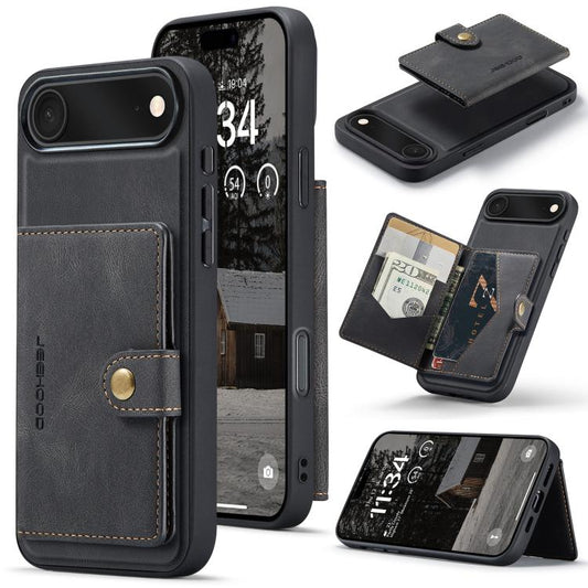 For iPhone Air JEEHOOD J01 Retro Magnetic Detachable Wallet Phone Case(Black) by JEEHOOD
