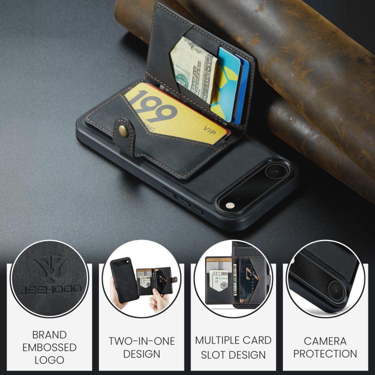 For iPhone Air JEEHOOD J01 Retro Magnetic Detachable Wallet Phone Case(Black) by JEEHOOD