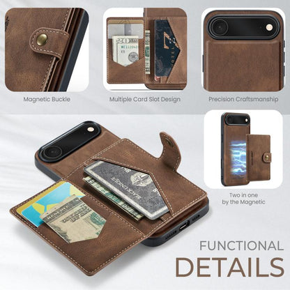 For iPhone Air JEEHOOD J01 Retro Magnetic Detachable Wallet Phone Case(Brown) by JEEHOOD