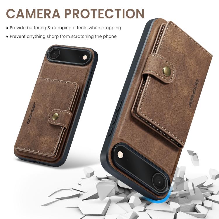 For iPhone Air JEEHOOD J01 Retro Magnetic Detachable Wallet Phone Case(Brown) by JEEHOOD