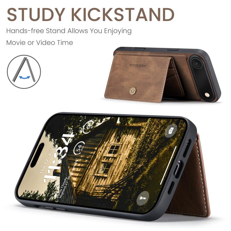 For iPhone Air JEEHOOD J01 Retro Magnetic Detachable Wallet Phone Case(Brown) by JEEHOOD