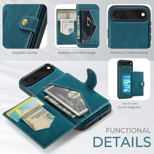 For iPhone Air JEEHOOD J01 Retro Magnetic Detachable Wallet Phone Case(Blue) by JEEHOOD