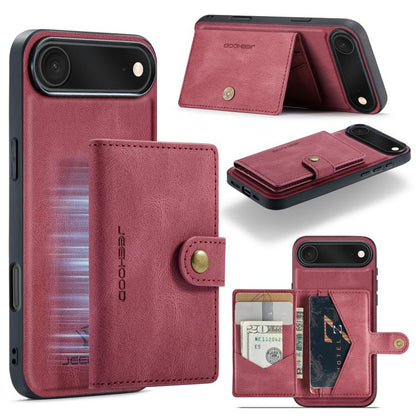 For iPhone Air JEEHOOD J01 Retro Magnetic Detachable Wallet Phone Case(Red) by JEEHOOD