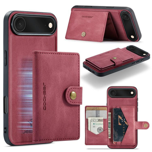 For iPhone Air JEEHOOD J01 Retro Magnetic Detachable Wallet Phone Case(Red) by JEEHOOD