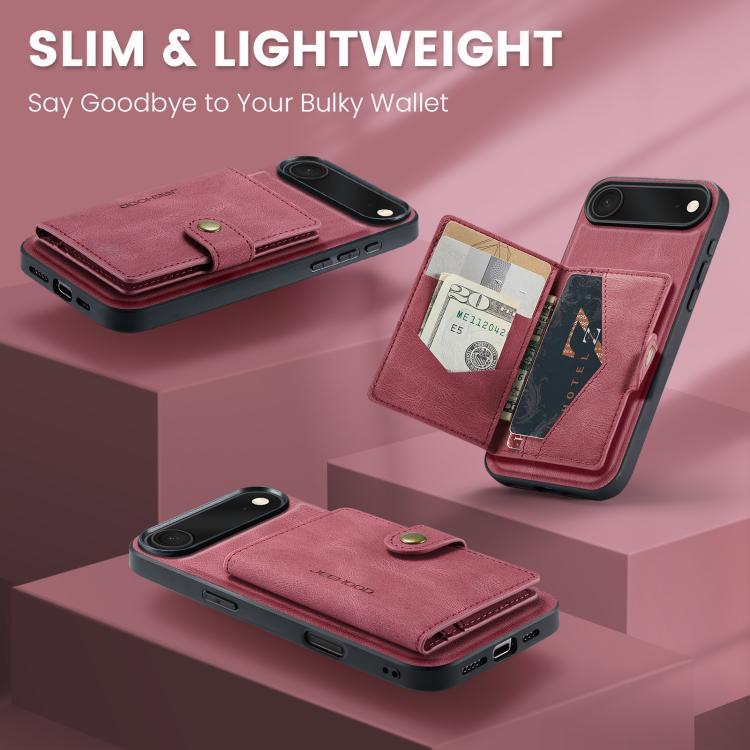 For iPhone Air JEEHOOD J01 Retro Magnetic Detachable Wallet Phone Case(Red) by JEEHOOD