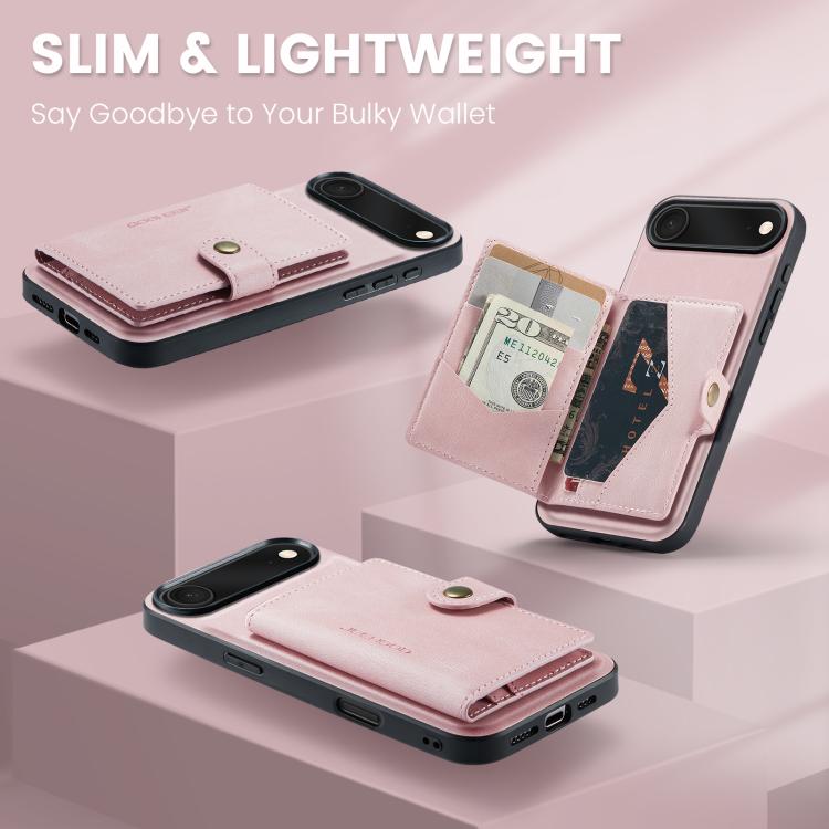 For iPhone Air JEEHOOD J01 Retro Magnetic Detachable Wallet Phone Case(Pink) by JEEHOOD