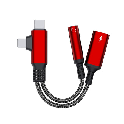 4 in 1 USB-C / Type-C, 8 Pin to 3.5mm, USB-C / Type-C Audio Adapter Cable, Length:70mm(Red) by bashfashion