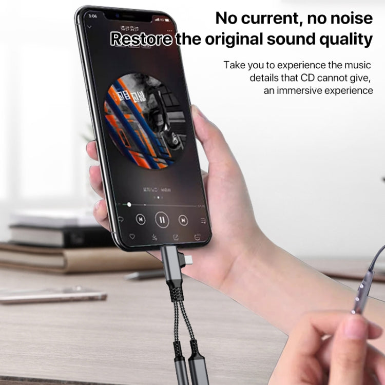 4 in 1 USB-C / Type-C, 8 Pin to 3.5mm, USB-C / Type-C Audio Adapter Cable, Length:70mm(Black) by bashfashion