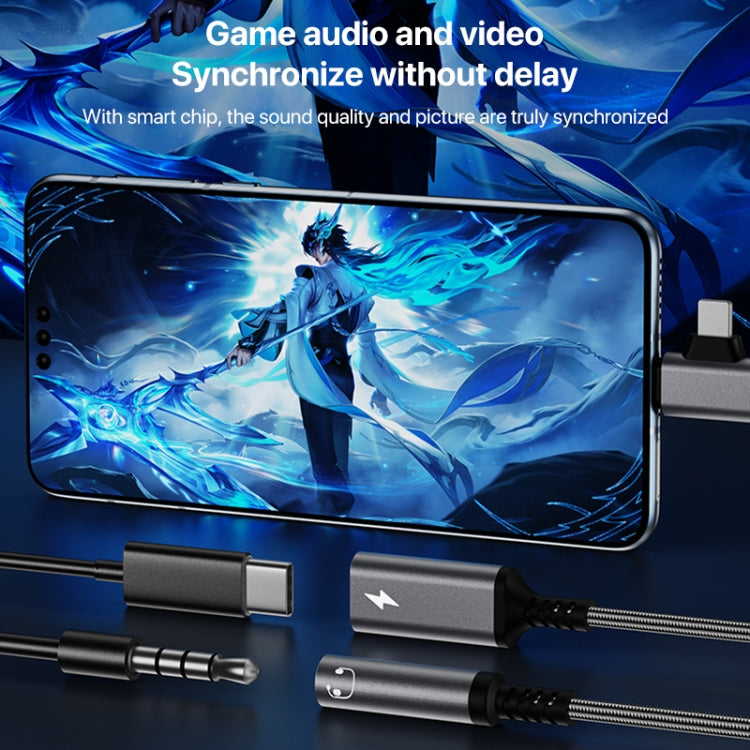 4 in 1 USB-C / Type-C, 8 Pin to 3.5mm, USB-C / Type-C Audio Adapter Cable, Length:70mm(Grey) by bashfashion