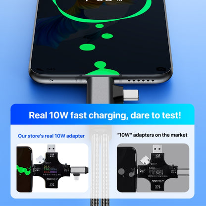 4 in 1 USB-C / Type-C, 8 Pin to 3.5mm, USB-C / Type-C Audio Adapter Cable, Length:70mm(Black) by bashfashion