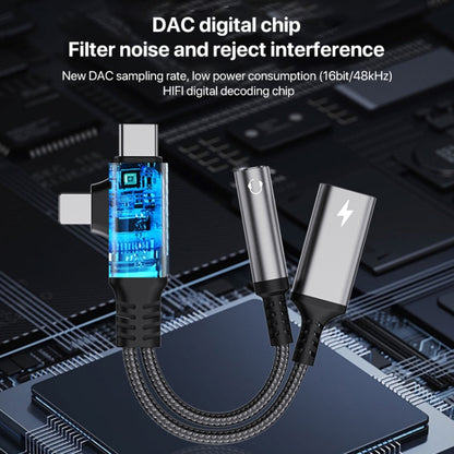 4 in 1 USB-C / Type-C, 8 Pin to 3.5mm, USB-C / Type-C Audio Adapter Cable, Length:70mm(Black) by bashfashion