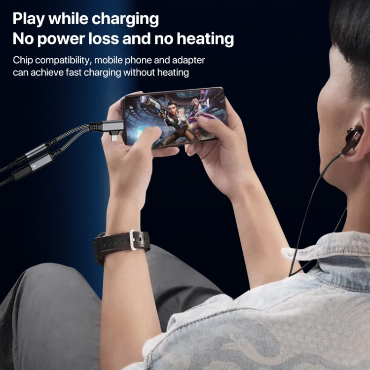 4 in 1 USB-C / Type-C, 8 Pin to 3.5mm, USB-C / Type-C Audio Adapter Cable, Length:70mm(Red) by bashfashion