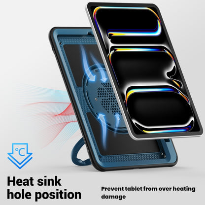 For iPad Pro 11 2025 / 2024 Honeycomb Hybrid Tablet Case with Handle Holder & Strap(Navy Blue) by bashfashion