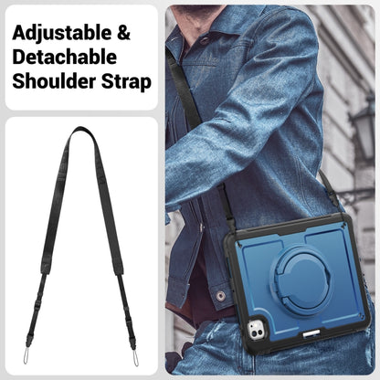 For iPad Pro 11 2025 / 2024 Honeycomb Hybrid Tablet Case with Handle Holder & Strap(Navy Blue) by bashfashion