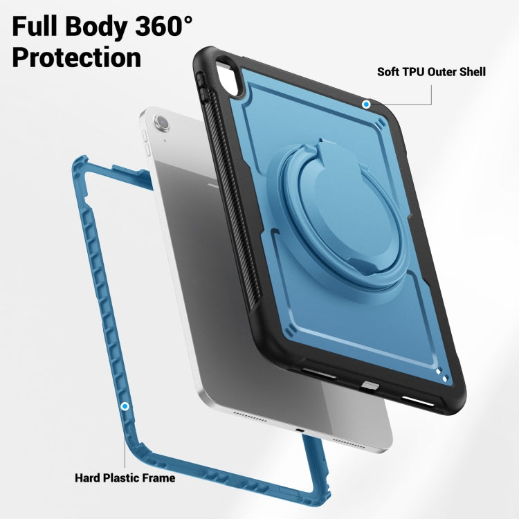 For iPad 2025 / 2022 Honeycomb Hybrid Tablet Case with Handle Holder & Strap(Navy Blue) by bashfashion