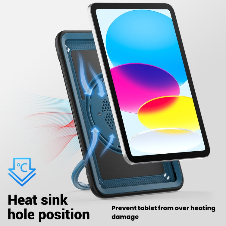 For iPad 2025 / 2022 Honeycomb Hybrid Tablet Case with Handle Holder & Strap(Navy Blue) by bashfashion