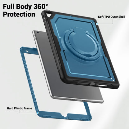 For iPad 10.2 2021 / 2020 / 10.5 2019 Honeycomb Hybrid Tablet Case with Handle Holder & Strap(Navy Blue) by bashfashion