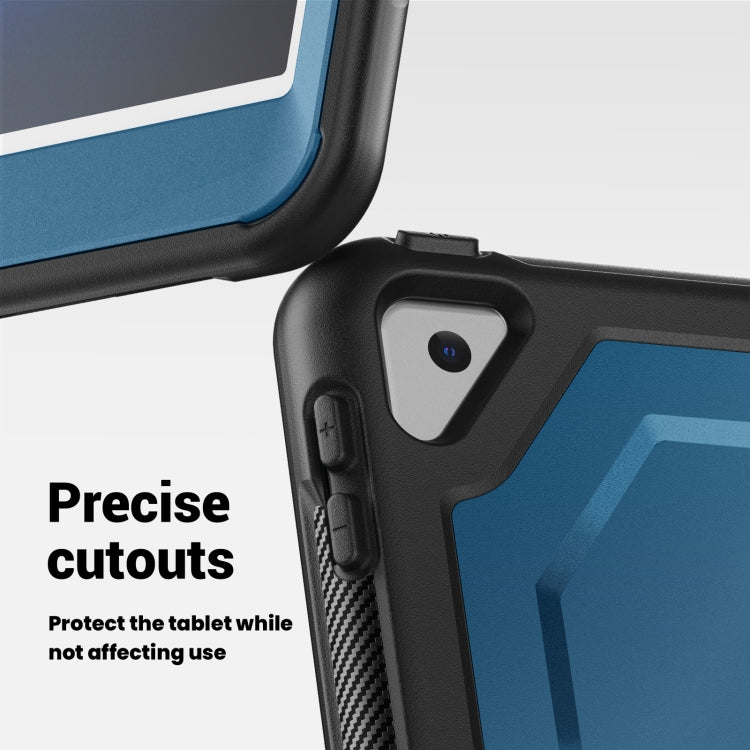 For iPad 10.2 2021 / 2020 / 10.5 2019 Honeycomb Hybrid Tablet Case with Handle Holder & Strap(Navy Blue) by bashfashion