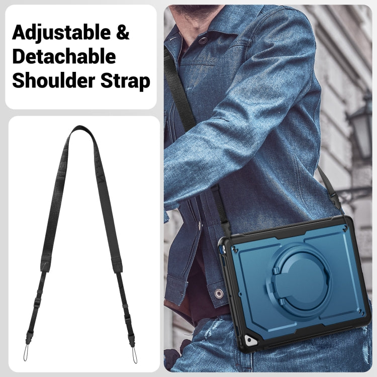 For iPad 10.2 2021 / 2020 / 10.5 2019 Honeycomb Hybrid Tablet Case with Handle Holder & Strap(Navy Blue) by bashfashion