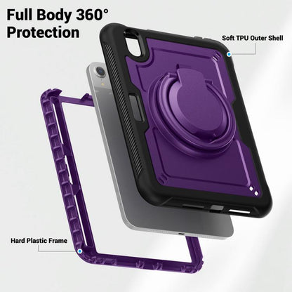For iPad mini 2024 / mini 6 Honeycomb Hybrid Tablet Case with Handle Holder & Strap(Purple) by bashfashion