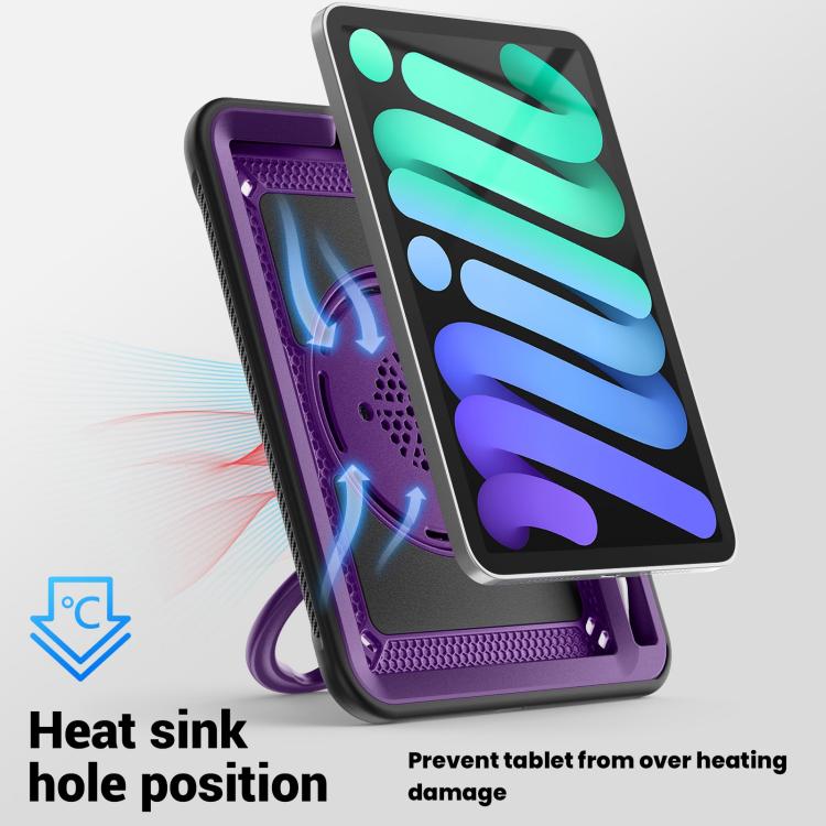 For iPad mini 2024 / mini 6 Honeycomb Hybrid Tablet Case with Handle Holder & Strap(Purple) by bashfashion