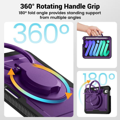 For iPad mini 2024 / mini 6 Honeycomb Hybrid Tablet Case with Handle Holder & Strap(Purple) by bashfashion