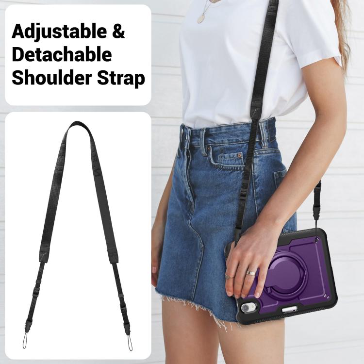 For iPad mini 2024 / mini 6 Honeycomb Hybrid Tablet Case with Handle Holder & Strap(Purple) by bashfashion