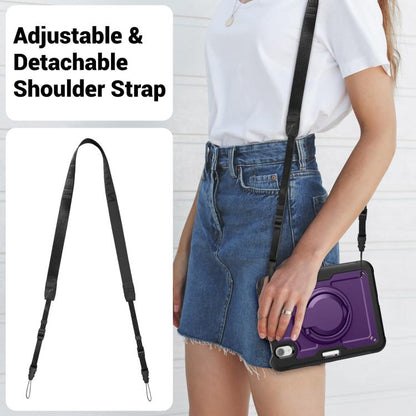 For iPad mini 2024 / mini 6 Honeycomb Hybrid Tablet Case with Handle Holder & Strap(Purple) by bashfashion