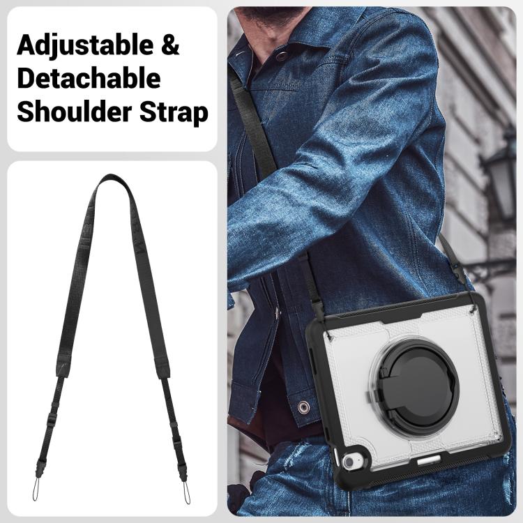 For iPad Air 11 2025 / 2024 Honeycomb Hybrid Tablet Case with Handle Holder & Strap(Transparent) by bashfashion