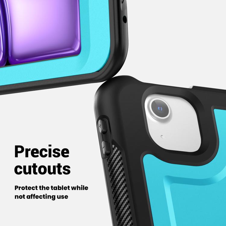 For iPad Air 13 2025 / 2024 Honeycomb Hybrid Tablet Case with Handle Holder & Strap(Light Blue) by bashfashion