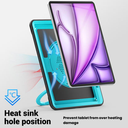 For iPad Air 13 2025 / 2024 Honeycomb Hybrid Tablet Case with Handle Holder & Strap(Light Blue) by bashfashion