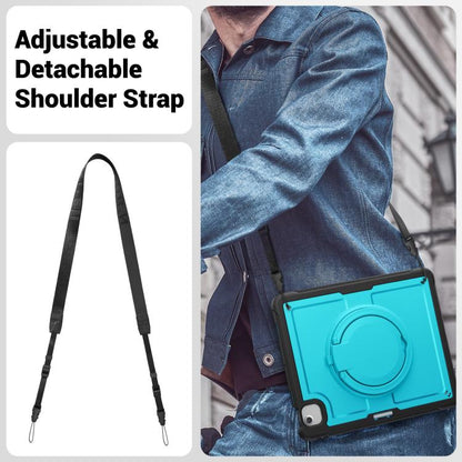 For iPad Air 13 2025 / 2024 Honeycomb Hybrid Tablet Case with Handle Holder & Strap(Light Blue) by bashfashion