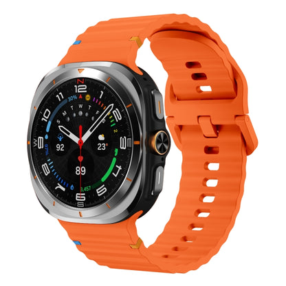 For Samsung Galaxy Watch Ultra 47mm / Ultra 2025 Wavy Grain Stitched Silicone Watch Band(Orange) by bashfashion