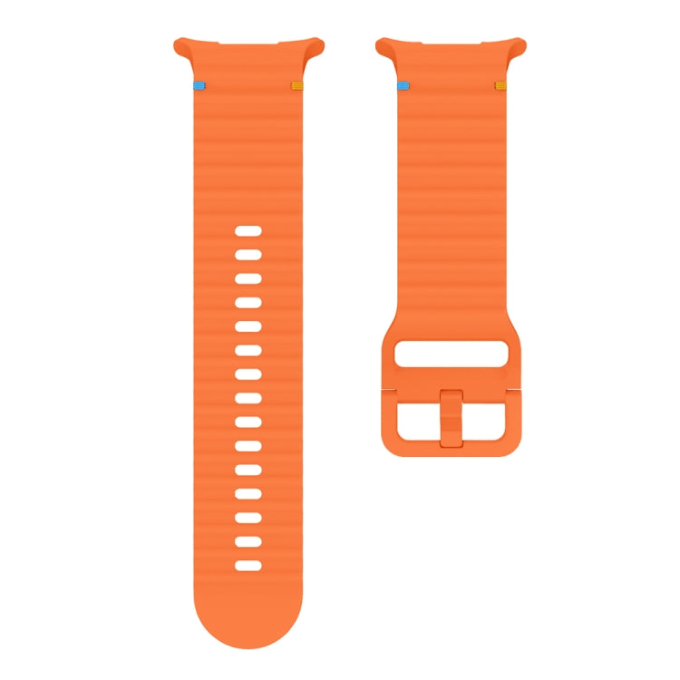 For Samsung Galaxy Watch Ultra 47mm / Ultra 2025 Wavy Grain Stitched Silicone Watch Band(Orange) by bashfashion