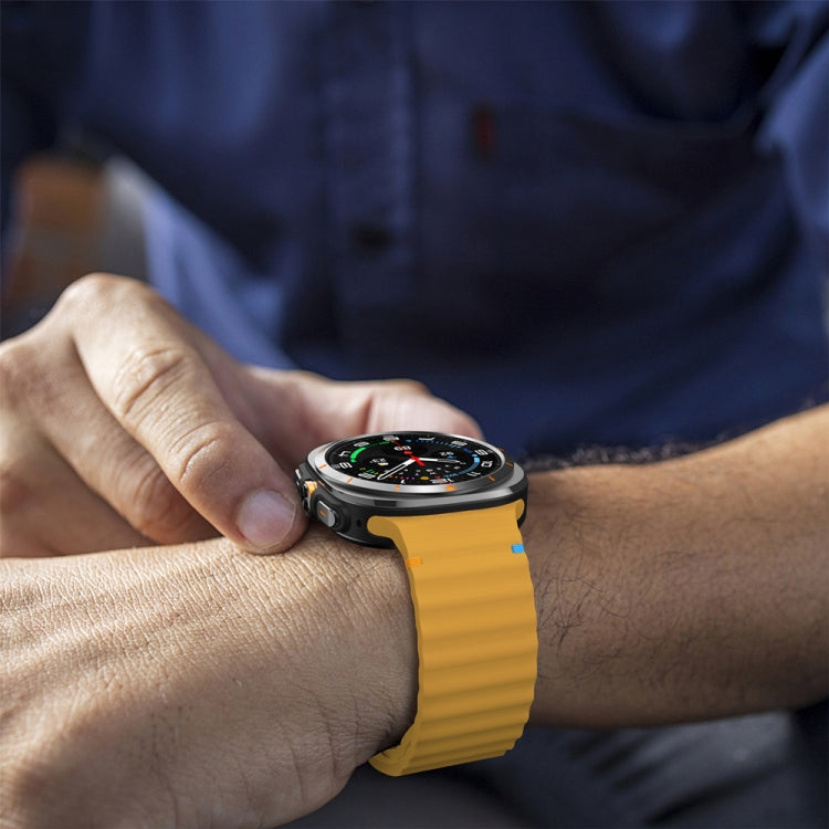 For Samsung Galaxy Watch Ultra 47mm / Ultra 2025 Wavy Grain Stitched Silicone Watch Band(Yellow) by bashfashion