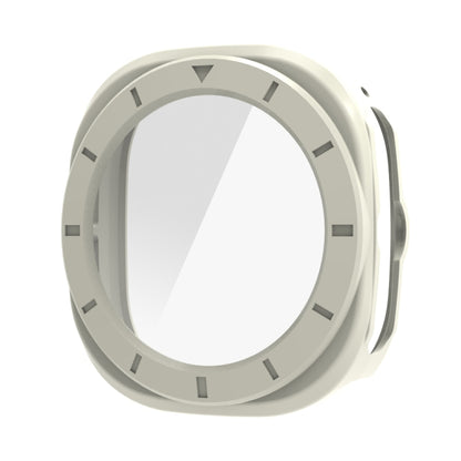 For Samsung Galaxy Watch Ultra 47mm / Ultra 2025 Tempered Glass Film Integrated PC Watch Protective Cover(Ivory White) by bashfashion