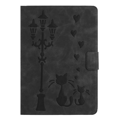 For Samsung Galaxy Tab A7 Lite Embossed Couple Cat Smart Tablet Leather Case(Black) by bashfashion