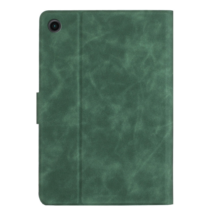 For Samsung Galaxy Tab A11 / A9 Embossed Couple Cat Smart Tablet Leather Case(Green) by bashfashion