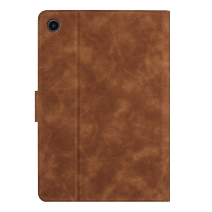 For Samsung Galaxy Tab A11 / A9 Embossed Couple Cat Smart Tablet Leather Case(Brown) by bashfashion