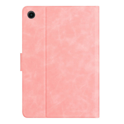 For Samsung Galaxy Tab A11 / A9 Embossed Couple Cat Smart Tablet Leather Case(Pink) by bashfashion