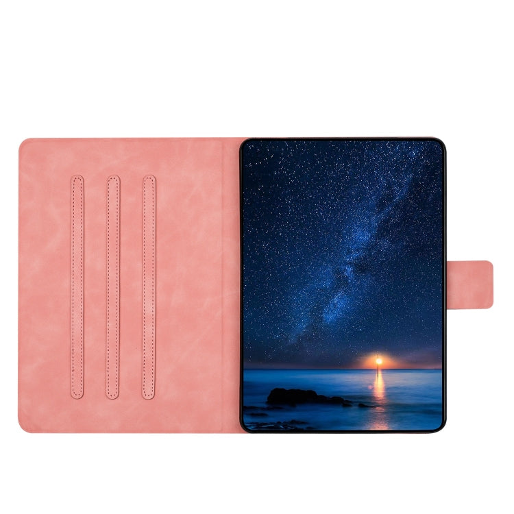 For Samsung Galaxy Tab A11 / A9 Embossed Couple Cat Smart Tablet Leather Case(Pink) by bashfashion