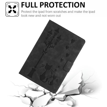 For Samsung Galaxy Tab A11+ / A9+ Embossed Couple Cat Smart Tablet Leather Case(Black) by bashfashion