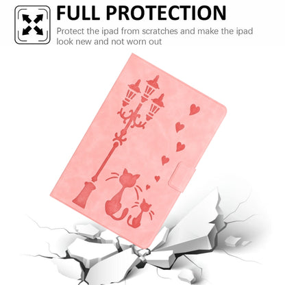 For Samsung Galaxy Tab A11+ / A9+ Embossed Couple Cat Smart Tablet Leather Case(Pink) by bashfashion