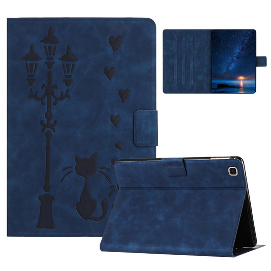 For Samsung Galaxy Tab S5e Embossed Couple Cat Smart Tablet Leather Case(Blue) by bashfashion