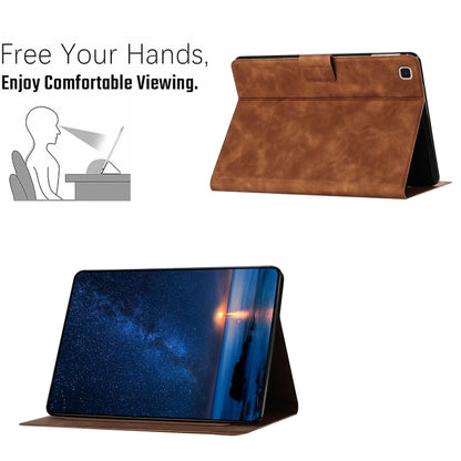 For Samsung Galaxy Tab S5e Embossed Couple Cat Smart Tablet Leather Case(Brown) by bashfashion