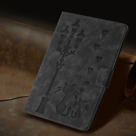 For Samsung Galaxy Tab S5e Embossed Couple Cat Smart Tablet Leather Case(Black) by bashfashion