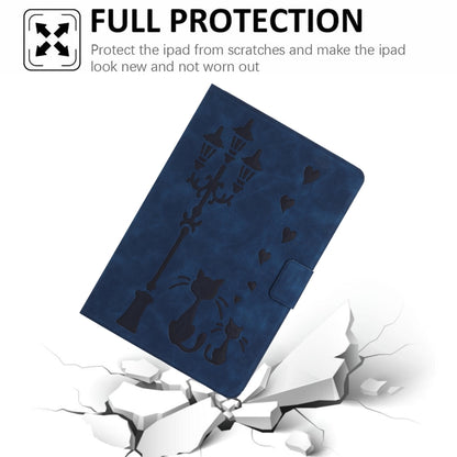 For Samsung Galaxy Tab S6 Lite Embossed Couple Cat Smart Tablet Leather Case(Blue) by bashfashion