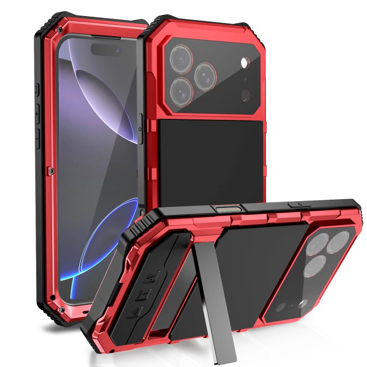 For iPhone 17 Pro Max R-JUST Life Waterproof Dustproof Shockproof Holder Phone Case(Red) by R-JUST